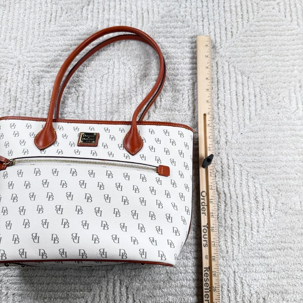 Dooney & Bourke Monogram Tote Bag Medium White DB Shoulder Bag Gretta Preppy